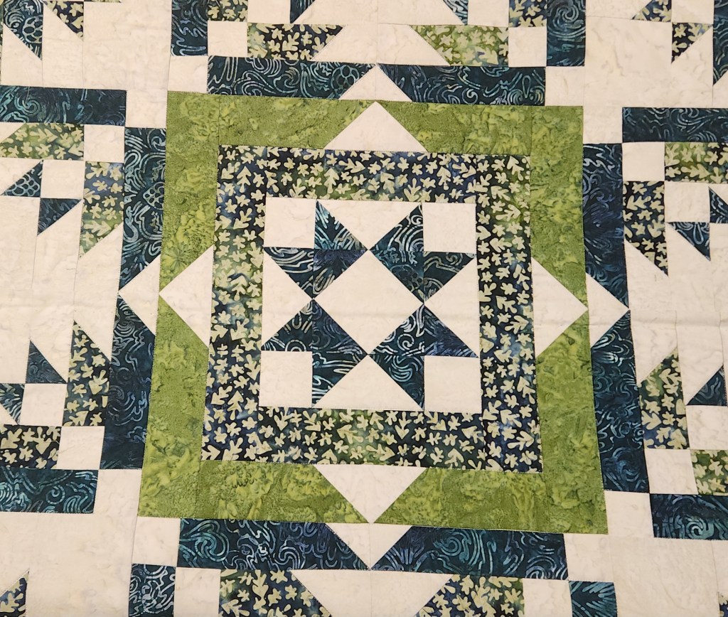 Ditch quilting is done